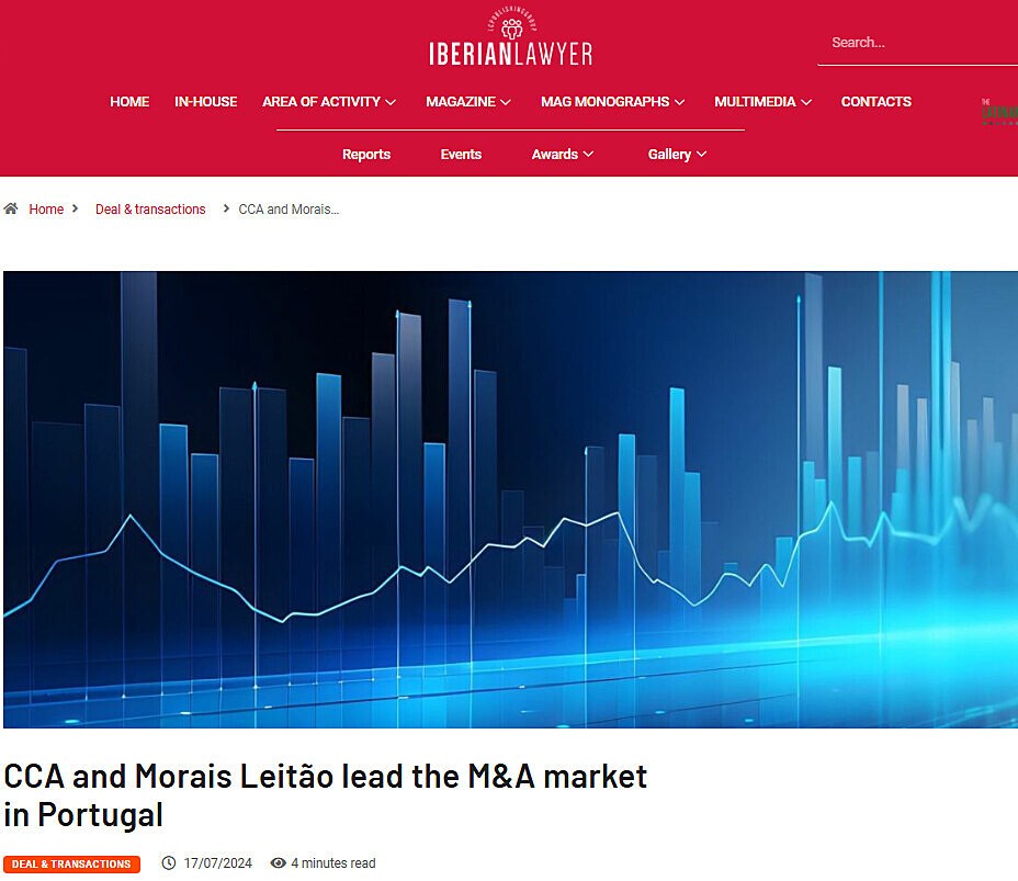 CCA and Morais Leito lead the M&A market in Portugal